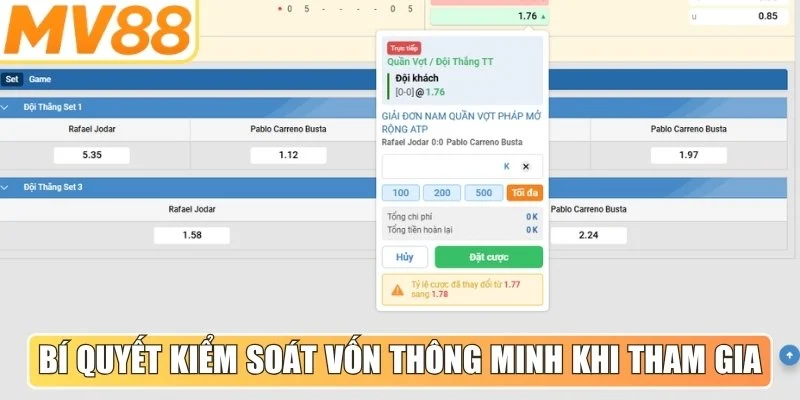 Bí quyết kiểm soát vốn thông minh khi tham gia soi kèo quần vợt 
