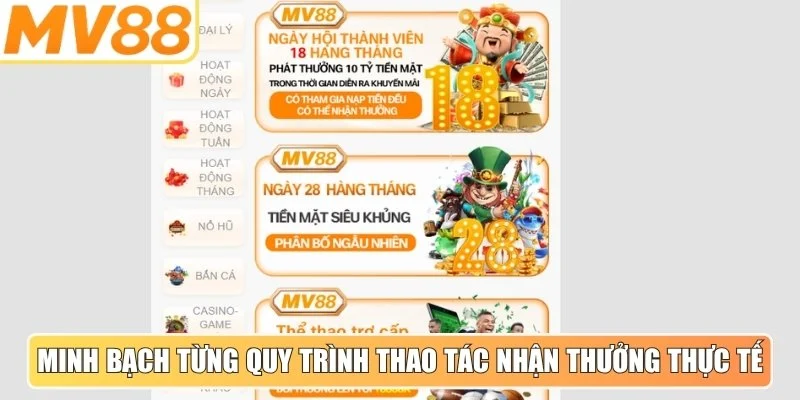 Minh bạch từng quy trình thao tác nhận thưởng thực tế