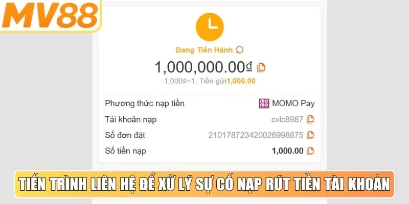 Toàn bộ tiến trình liên hệ để xử lý sự cố nạp rút tiền tài khoản