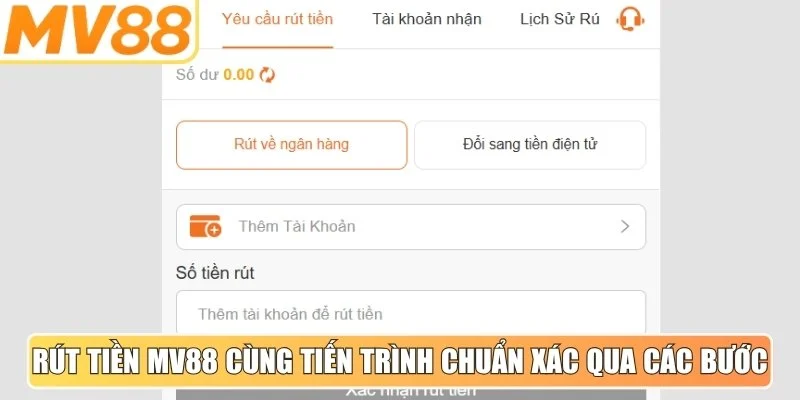 Rút tiền MV88 cùng tiến trình thực hiện chuẩn xác qua các bước