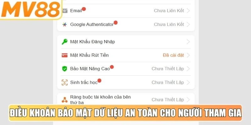 Toàn bộ điều khoản bảo mật dữ liệu an toàn cho người tham gia
