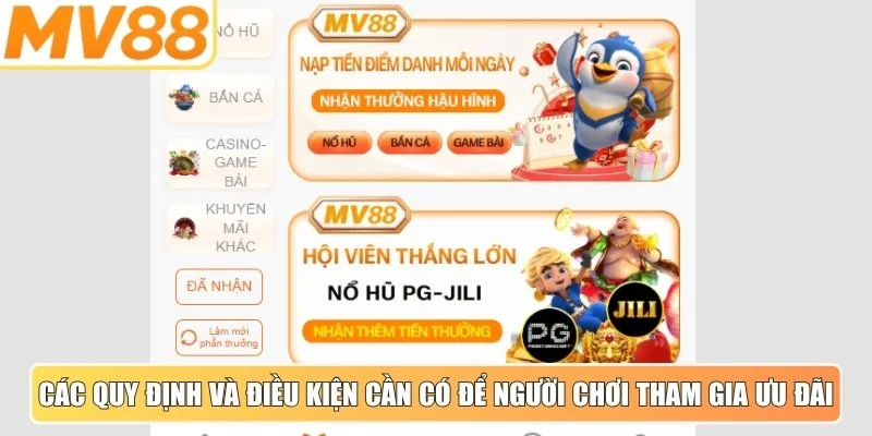 Các yếu tố quy định và điều kiện cần có để người chơi tham gia ưu đãi