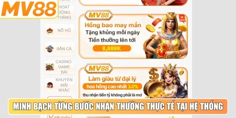 Minh bạch từng bước nhận thưởng thực tế tại hệ thống 